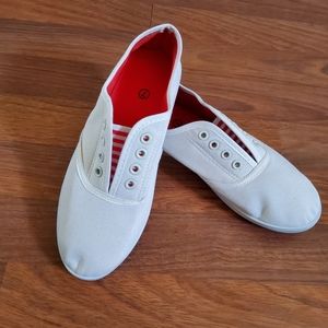 Canvas Flats Shoes White